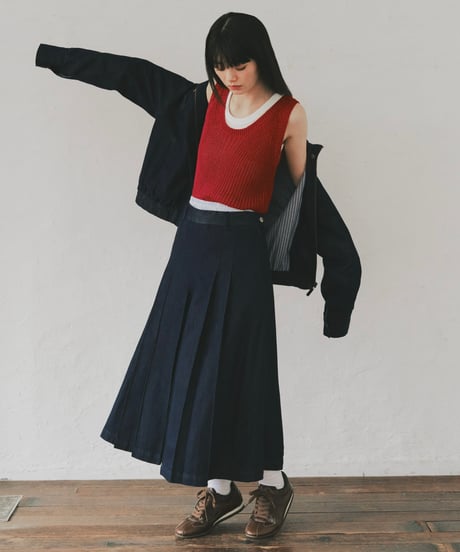pleated denim flare pants/3size＜setup 対応＞