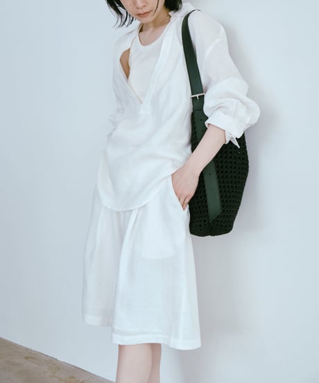 【setup対応】relaxed open linen shirt / linen tuck shorts /2color