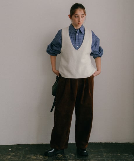 relaxed wool knit vest/3color