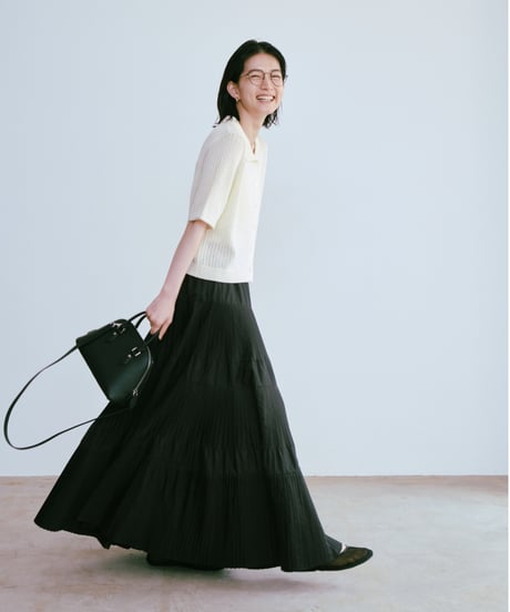 taffeta pleated skirt/2color