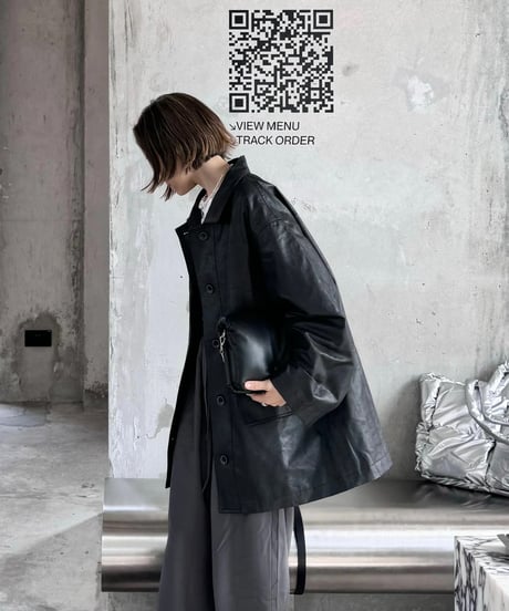 leather like shirt jacket/3color