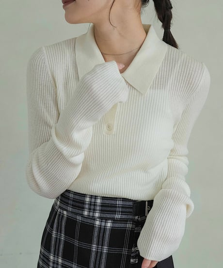 wool blend polo knit sweater