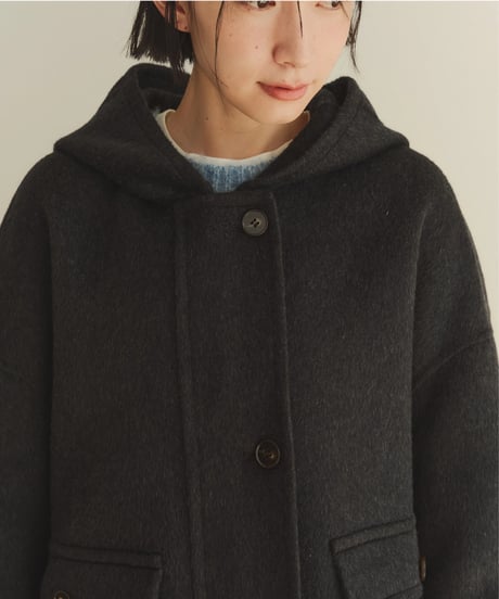 hoodie wool short coat