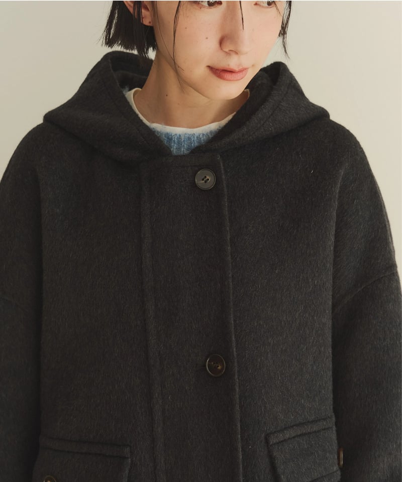 hoodie wool short coat | F A S H I R U