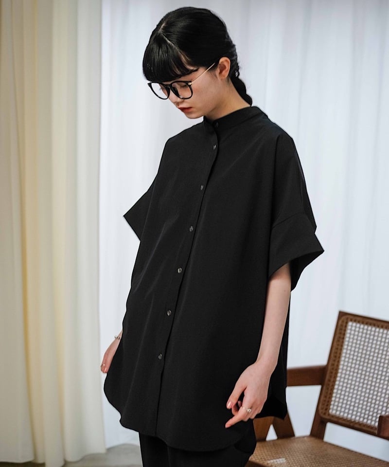 FASHIRU バンドカラーシャツ ベージュ band collar shirt （UV/feeling cold/waterproof）/