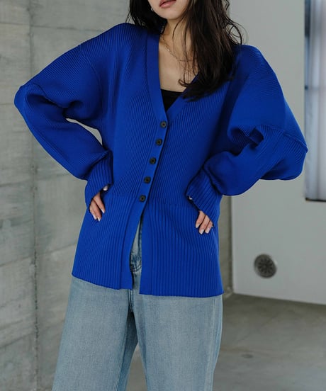 curved form V neck cardigan/3color