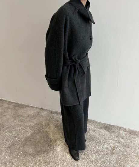 【FINE】wool minimal stand collar coat/2color