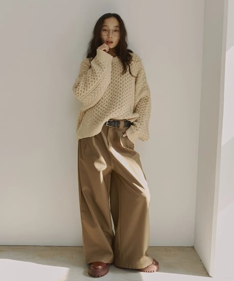 wool blend aran knit/5color