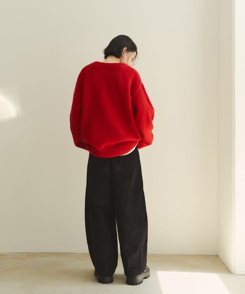 V neck mohair blend mixed color knit/4color | F