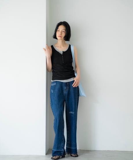 damaged loose straight denim