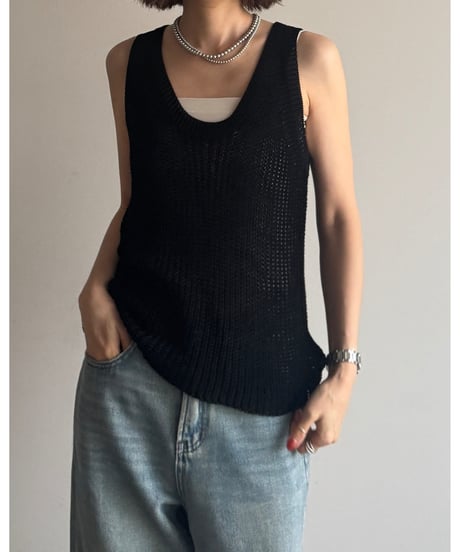 mesh knit tank/2color