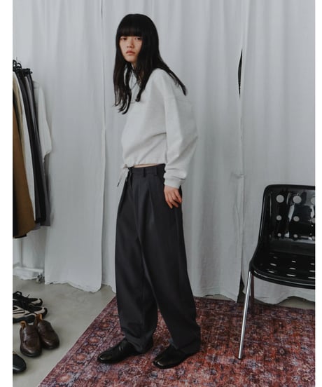 slim curve double pleat slacks / 3color / 2size