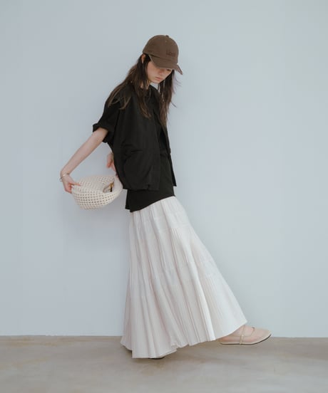 taffeta pleated skirt/2color