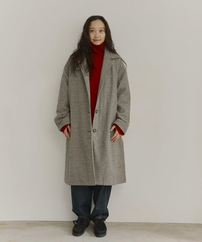 一部予約】wool mix soutien collar plaid coat/2size〈...