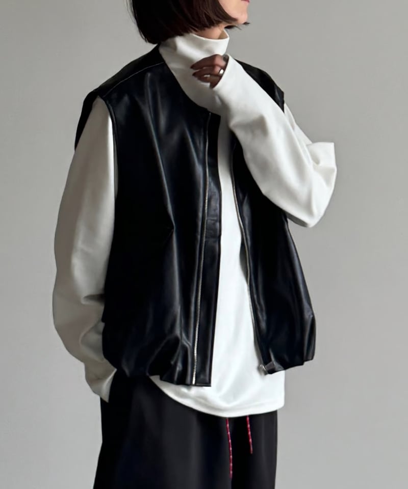 smooth cotton high neck long T/2color | F A S H