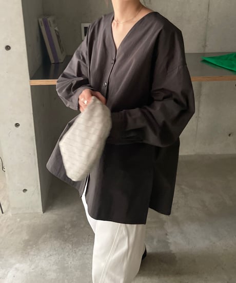 cotton v neck blouse/3color