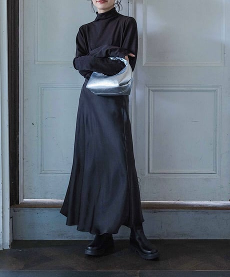 satin flared skirt/2colors/2size