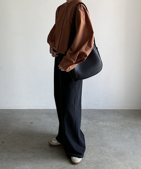 collarless volume sleeve blouse/2color