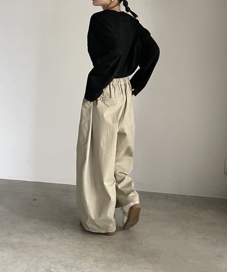 smooth cotton loose tapered pants/3color