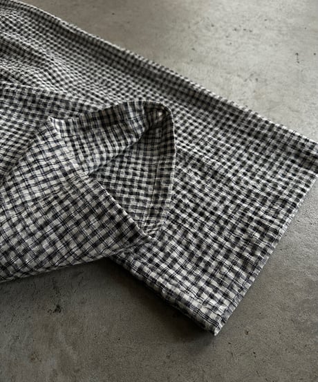 linen cotton check easy pants/2color