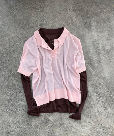 sheer polo knit shirt (short sleeve)