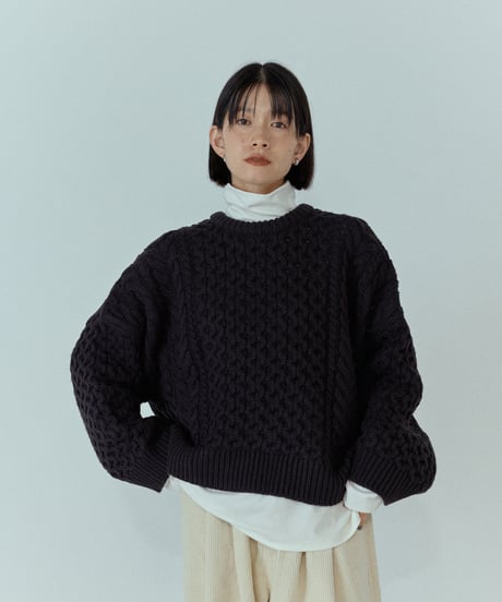 wool blend aran knit/5color