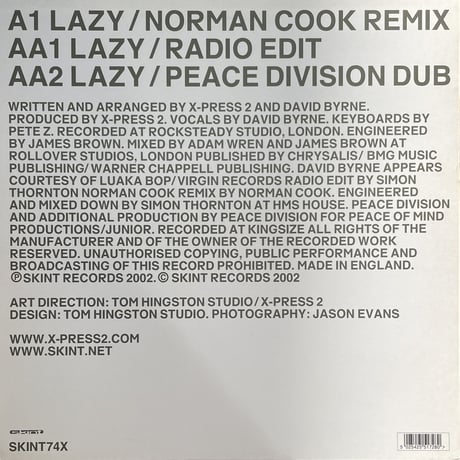 X-PRESS 2 FEAT. DAVID BYRNE / Lazy (Remixes)