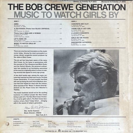 THE BOB CREWE GENERATION / Music To Watch Girls By