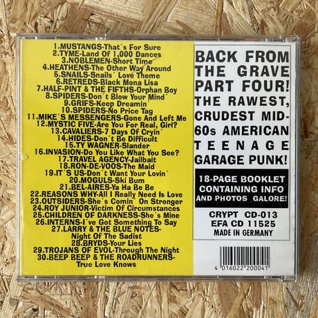 V.A. / Back From The Grave Part Four (Raw Blastin' Mid 60s Punk)