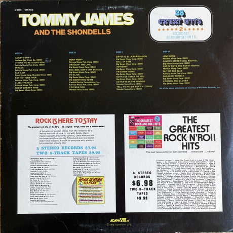 TOMMY JAMES AND THE SHONDELLS / 26 Great Hits