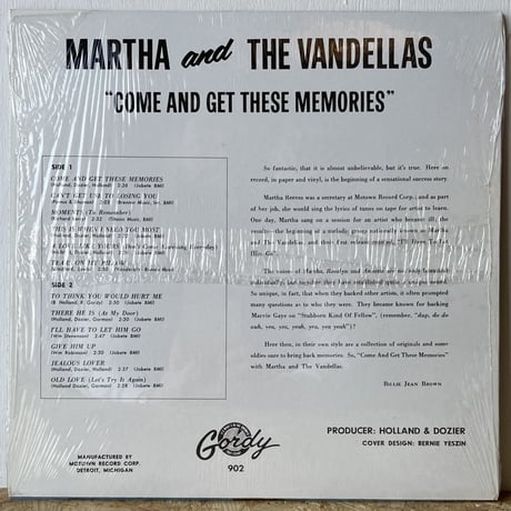 MARTHA AND THE VANDELLAS / Come And Get These Memories