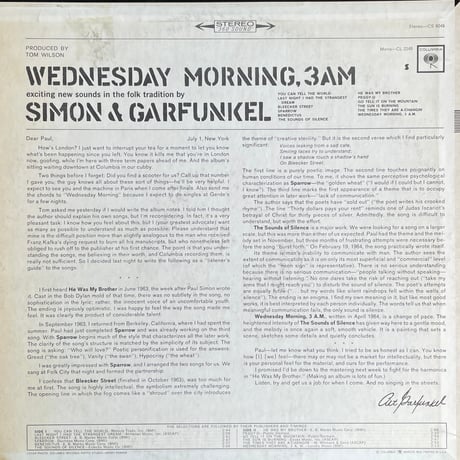 SIMON & GARFUNKEL / Wednesday Morning, 3 A.M.