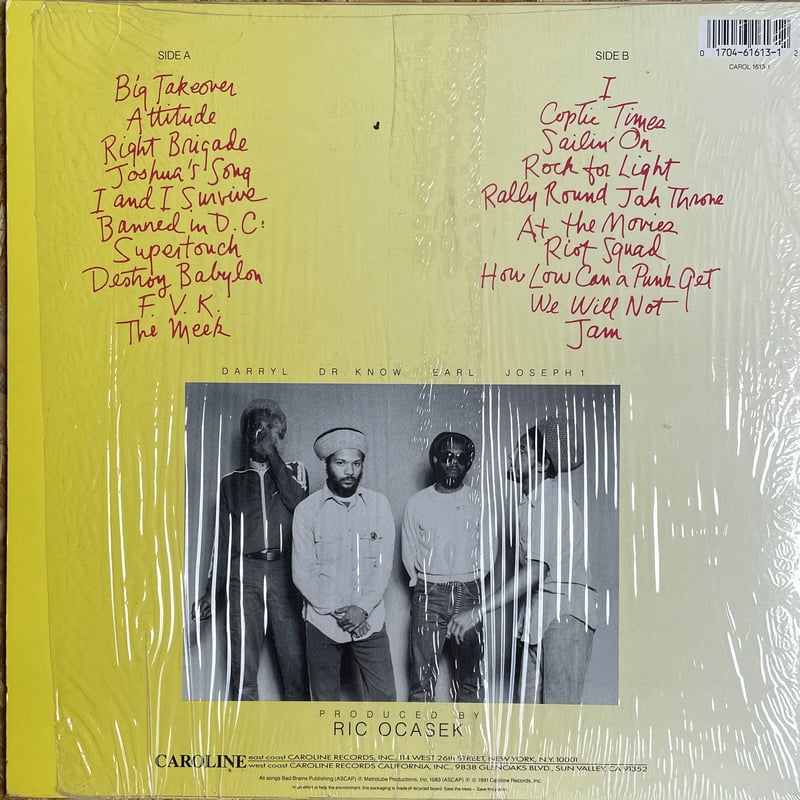 美品LP　BAD BRAINS/ROCK FOR LIGHT ハードコア　レゲエ Rock For Light (Punk Note Edition) LP – Bad Brains Records