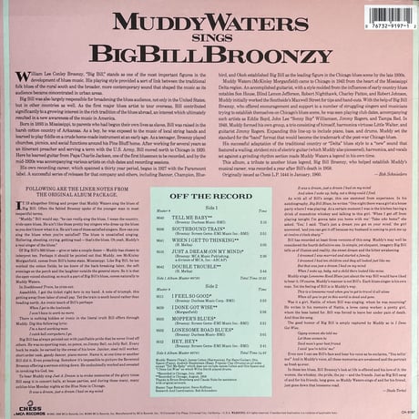 MUDDY WATERS / Muddy Waters Sings Big Bill Broonzy