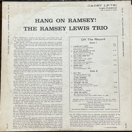 THE RAMSEY LEWIS TRIO / Hang On Ramsey!
