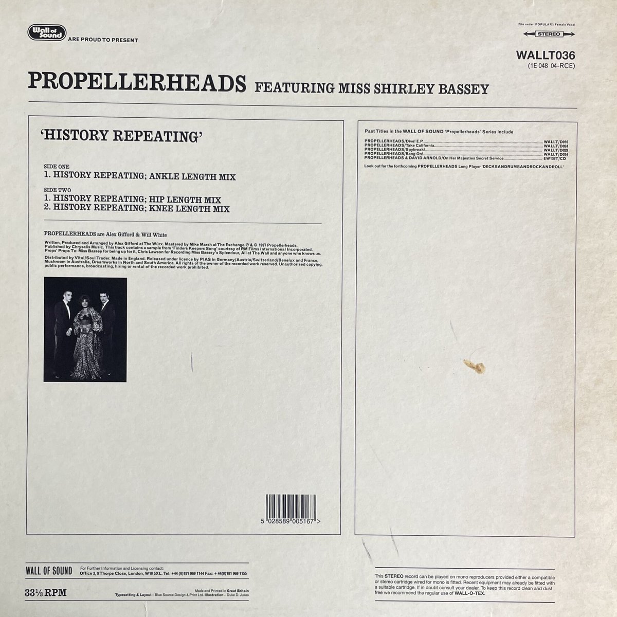 PROPELLERHEADS feat MISS SHIRLEY BASSEY / Histo