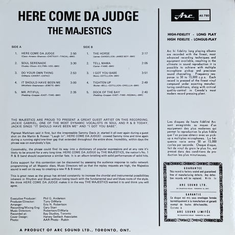 THE MAJESTICS / Here Come Da Judge