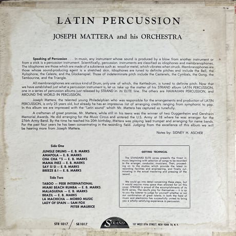 JOSEPH MATTERA AND HIS ORCHESTRA / Latin Percussion