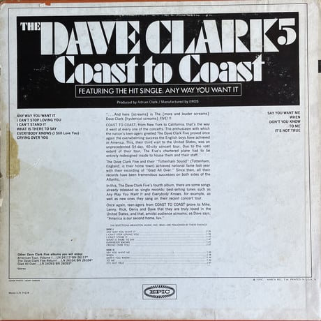 THE DAVE CLARK FIVE / Coast To Coast