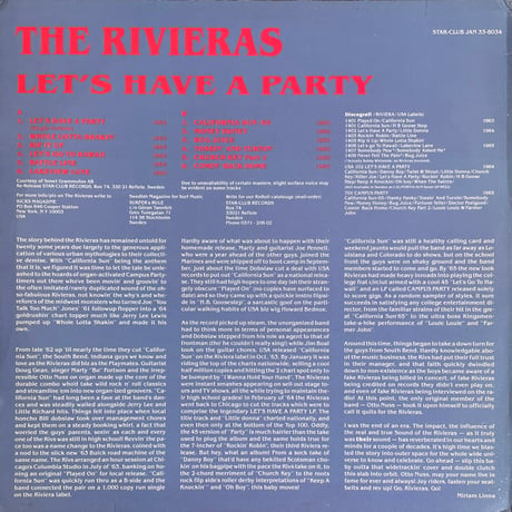 THE RIVIERAS / Let's Have A Party