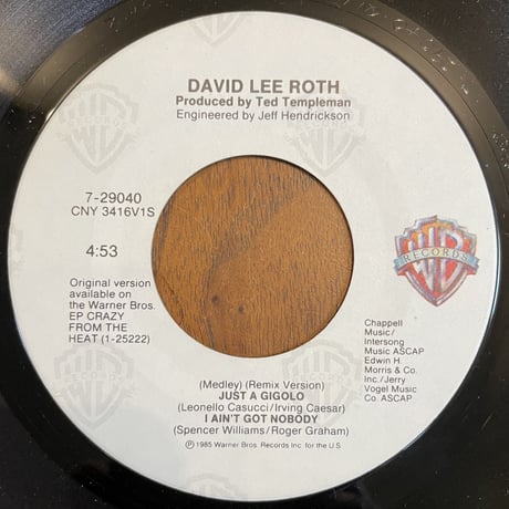 DAVID LEE ROTH / Just A Gigolo  / I Ain't Got Nobody