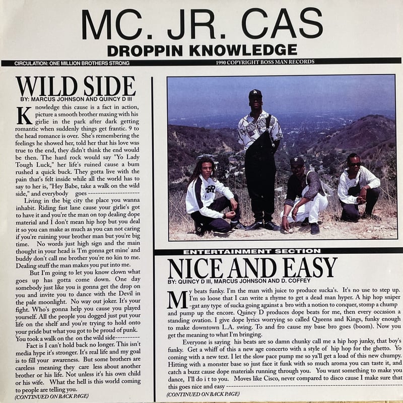 ヒップホップ+ラップ MC. Jr. Cas - Wild Side / Nice And Easy MC. Jr. Cas – Wild Side / Nice And Easy – Vinyl (12