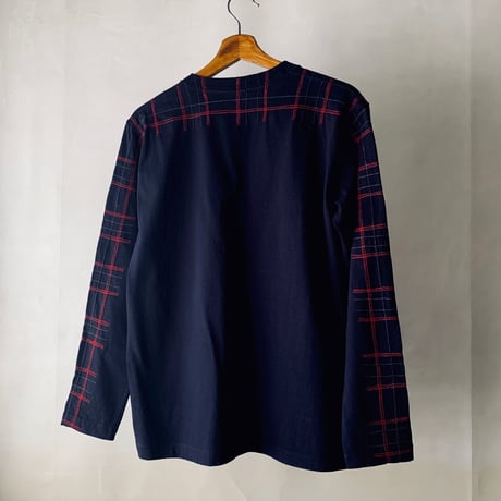 Tartan  navy L/S T-shirt 