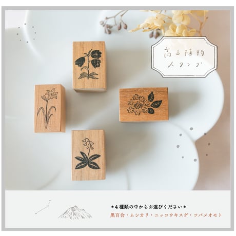 高山植物スタンプ【４種類の中から１個 】黒百合/ムシカリ/ニッコウキスゲ/ツバメオモト