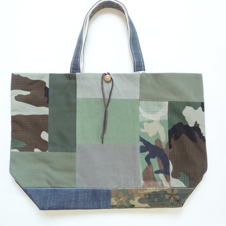 REMADE Patchwork TOTE BAG Large(L) Size. JAPAN CAMOパッチワーク