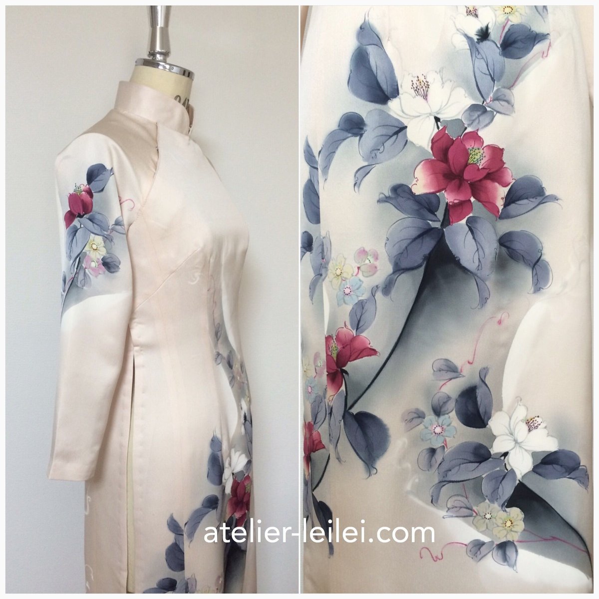 七分袖のアオザイ(着物リメイク) | atelier leilei