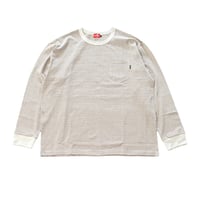 nuttyclothing  / Multi Border Pocket L/S T-Shirt Ecru White