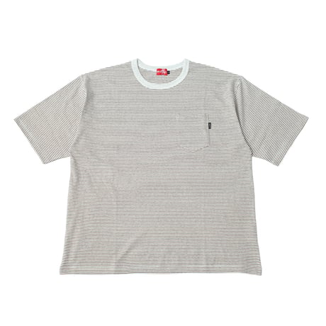 nuttyclothing  / Multi Border Pocket T-Shirt Ecru White