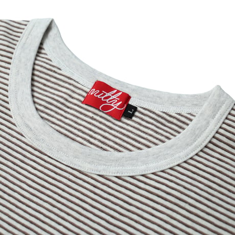 nuttyclothing  / Multi Border Pocket L/S T-Shirt Ecru White