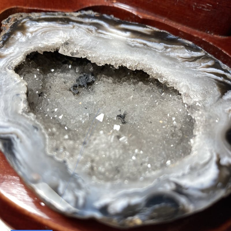 #美品!!　蓋付きトレジャー瑪瑙　台座付き!! トレジャーメノウ(瑪瑙晶洞)/Geode Pair【鉄製台座付き】